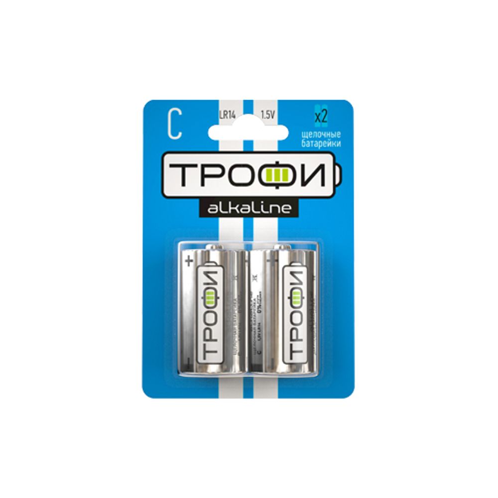 Батарейки Трофи LR14-2BL ENERGY POWER Alkaline | Трофи