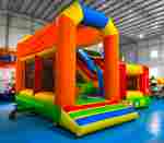 Коммерческий надувной батут " Радужный " с крышей  5,9*5*3,5 м