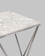 Журнальный столик Авалон 61*61 серый мрамор сталь темный хром