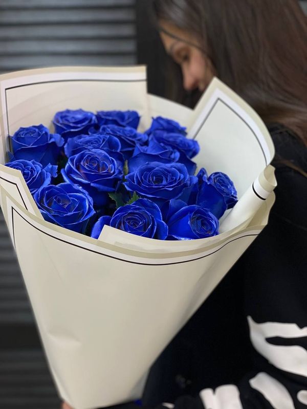Букет из 15 синих роз #17891