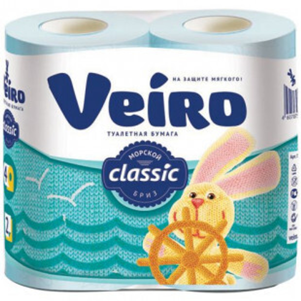 Туалетная бумага рулонная Veiro "Classic", 17,5 метров, 2-х слойная, 4 рулона в упаковке