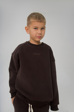 Свитшот с начёсом в стиле oversize Шоколад