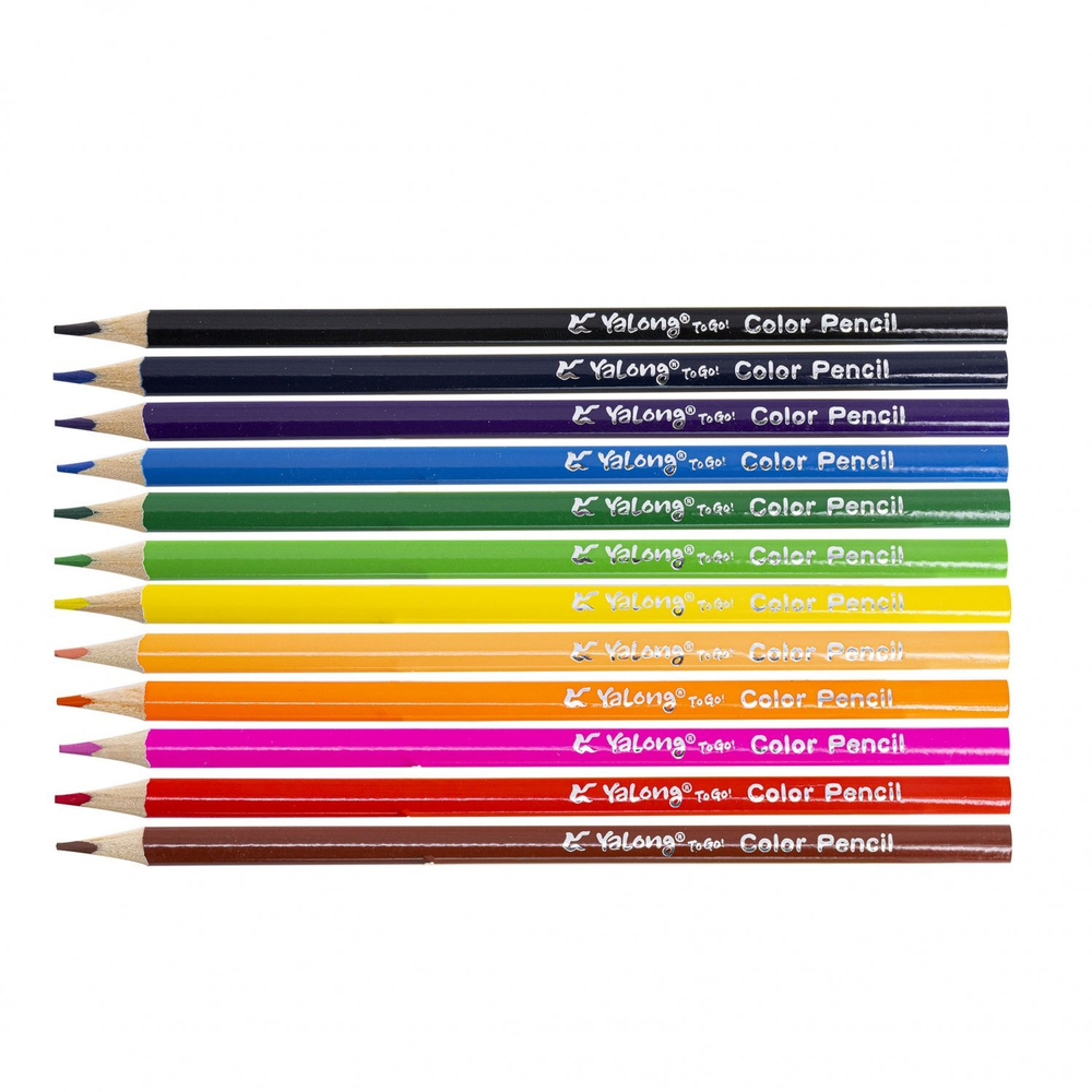 Карандаши цветные Yalong 12 цв., "Princesses and boys" (принцесса,принц,машина) деревян, трехгранные, заточенные, грифель 3.0 мм, картон. уп., европод