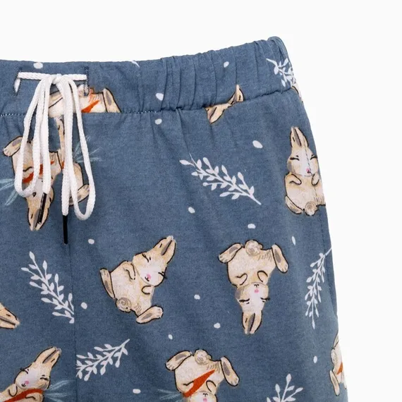 Брюки женские с принтом, цвет голубой, размер 46