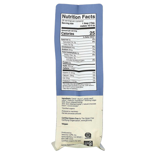 Teeccino, Prebiotic Herbal Coffee, темный шоколад, темная обжарка, без кофеина, 284 г (10 унций)