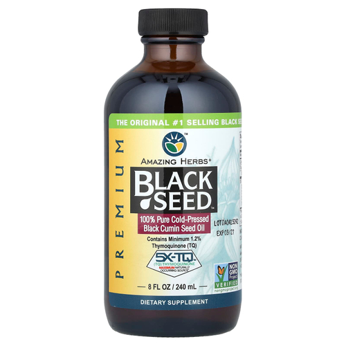 Amazing Herbs, Premium Black Seed™, 100% чистое масло семян чёрного тмина холодного отжима, 5 г, 240 мл (8 жидк. унций)