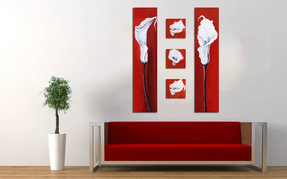Модульная картина "Красное с белым"