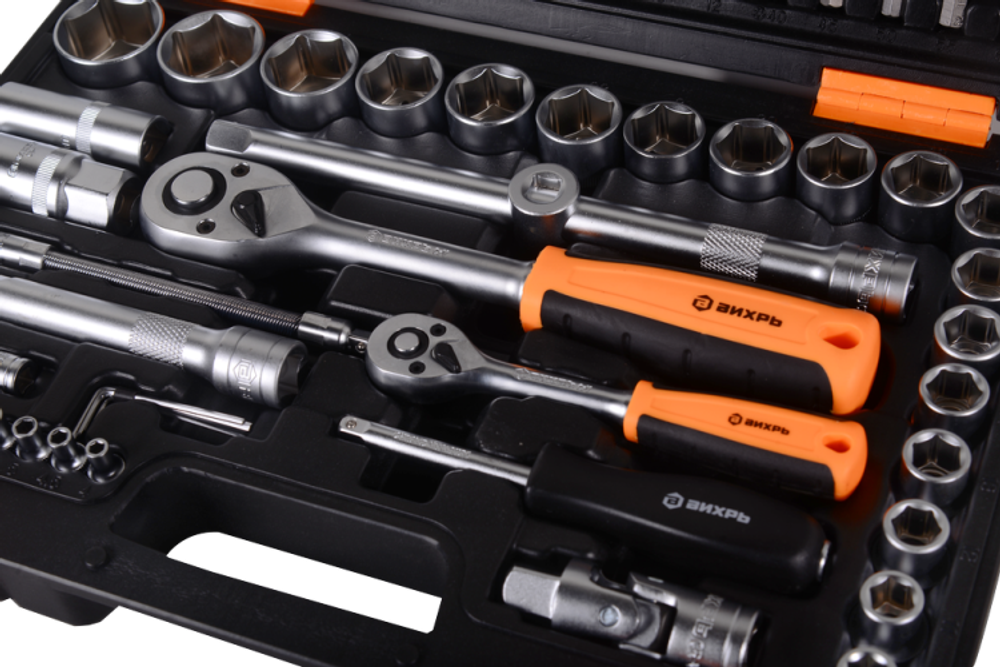 Набор инструментов АВТО, 1/2" , 1/4" , CrV, в кейсе 94 предм Вихрь