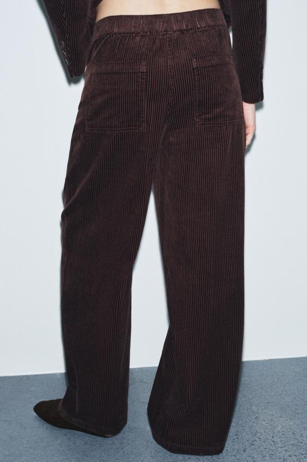 ZARA ВЕЛЬВЕТОВЫЕ БРЮКИ WIDE-LEG — ZW COLLECTION, КОРИЧНЕВЫЙ