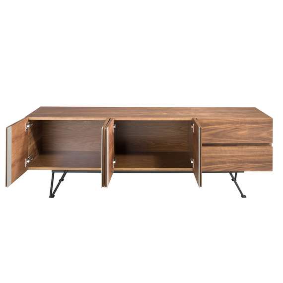 Тумба под телевизор 3260/MF2308 из ореха и черной стали