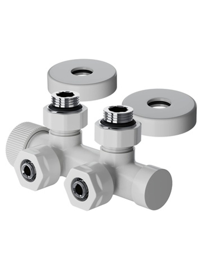 Узел нижнего подключения термостатический угловой Royal Thermo Design Pro 15мм М30х1,5 (Белый)