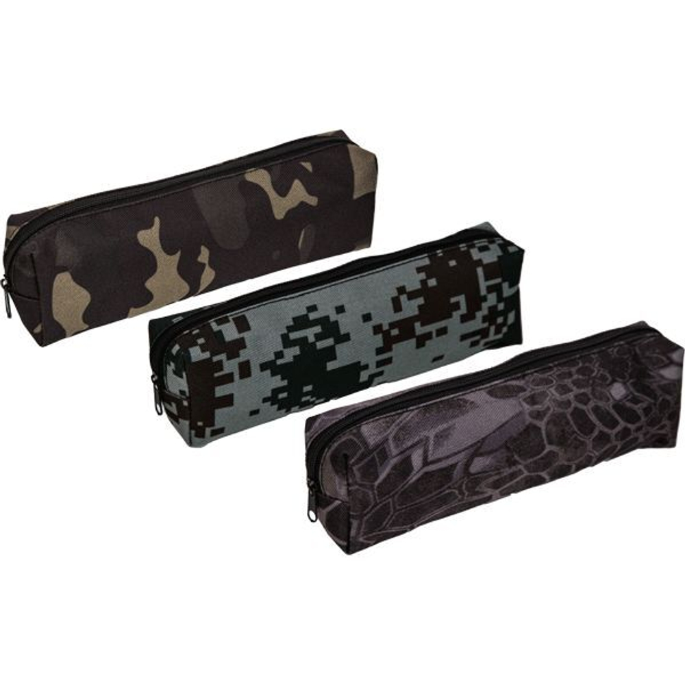 Пенал-косметичка (200*70*35) молния, ткань Camouflage, прямоуг. на 50 пр., ассорти