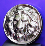 Кованое изделие голова льва из стали d250 мм. Вес: 0.3 кг.