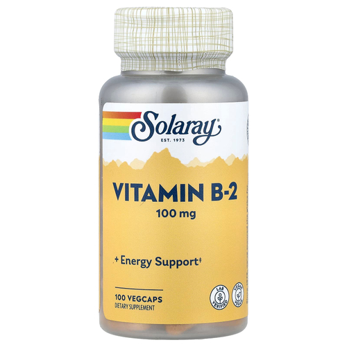 Solaray, витамин B2, 100 мг, 100 растительных капсул