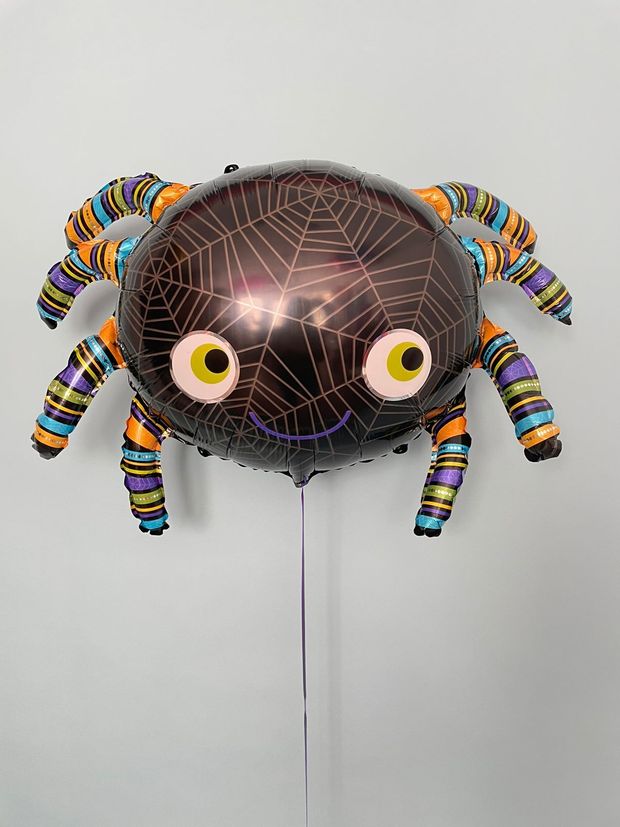 Шар-фигура, фольга, "Паук черный" (Falali), 35"/89 см (БГ-30)