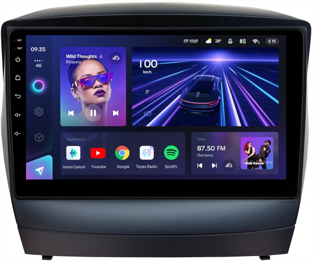 Магнитола для Hyundai iХ35, Tucson 2 2009-2015 (штатный усилитель) - Teyes CC3L монитор 9" IPS на Android 10, 8-ядер, CarPlay, 4G SIM-слот