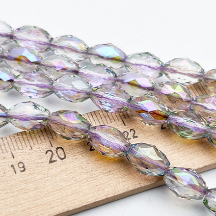 Бусина Бочонок, стекло, цвет дымчатый AB, размер 10,5*7,5 мм, цена за 9 шт (1/4 нити)