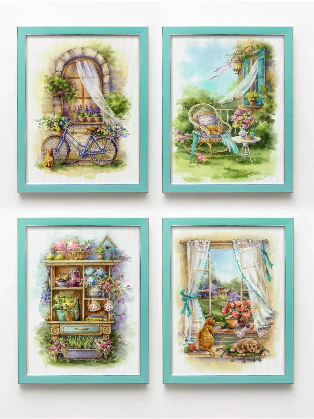 Картина на стену интерьерная на холсте 4 шт, 22*28 см