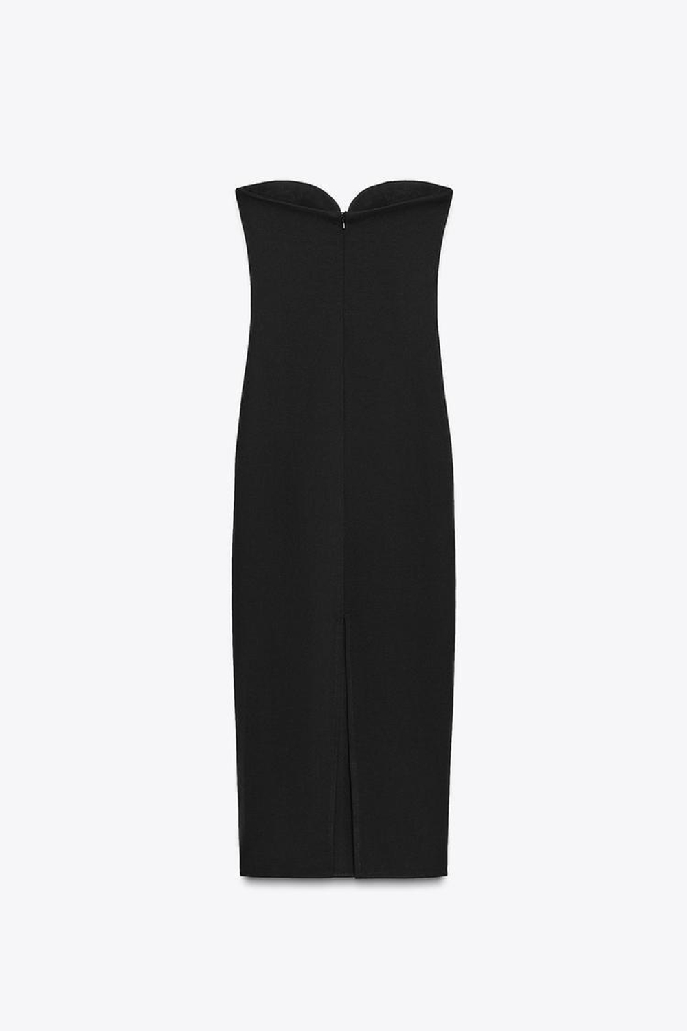 ZARA ПЛАТЬЕ МИДИ С ВЫРЕЗОМ СЕРДЕЧКОМ, ЧЕРНЫЙ