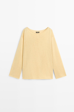 Massimo Dutti Свитер из 100% мерсеризованного хлопка, золотой
