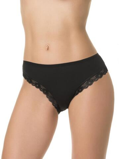Бамбуковые трусики-слипы с кружевной оторочкой (Размер: L) (Цвет: черный)