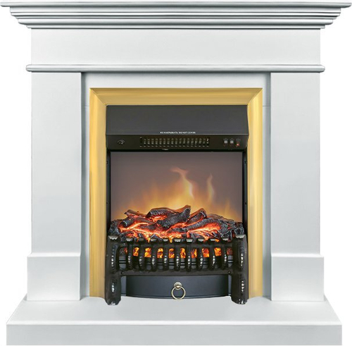 Каминокомплект California SFT (Разборный) - Белый с очагом Fobos FX M Brass