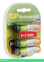 Аккумулятор GP AA 2700mAh 6 шт (GP270AAHC4/2-2CR6)