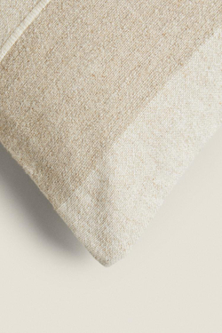 ZARA HOME ЧЕХОЛ ДЛЯ ДЕКОРАТИВНОЙ ПОДУШКИ С ВЫШИВКОЙ В ПОЛОСКУ, СВЕТЛО-БЕЖЕВЫЙ