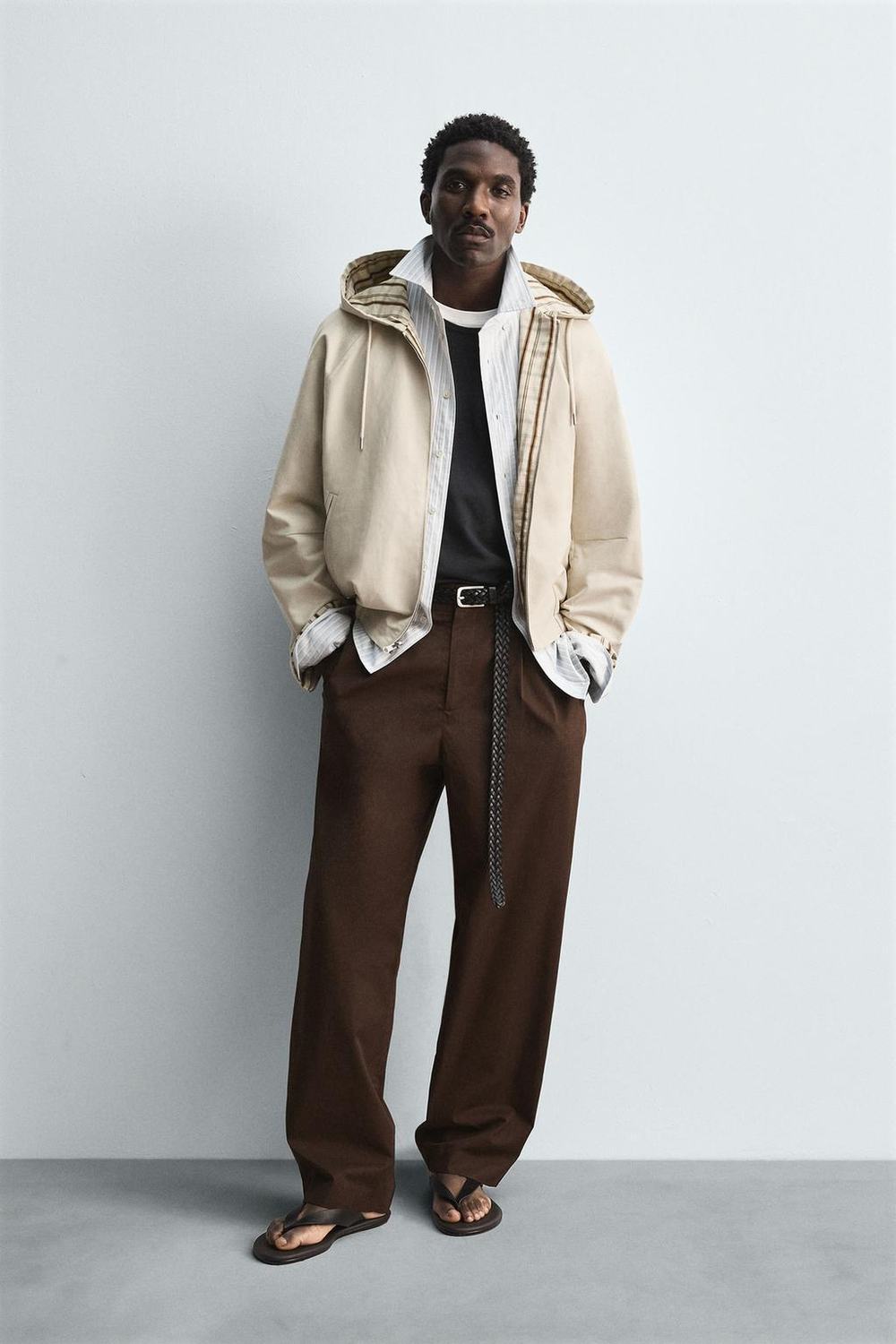 ZARA ДВУСТОРОННЯЯ КУРТКА В КЛЕТКУ, ЦВЕТ ЛЬДА