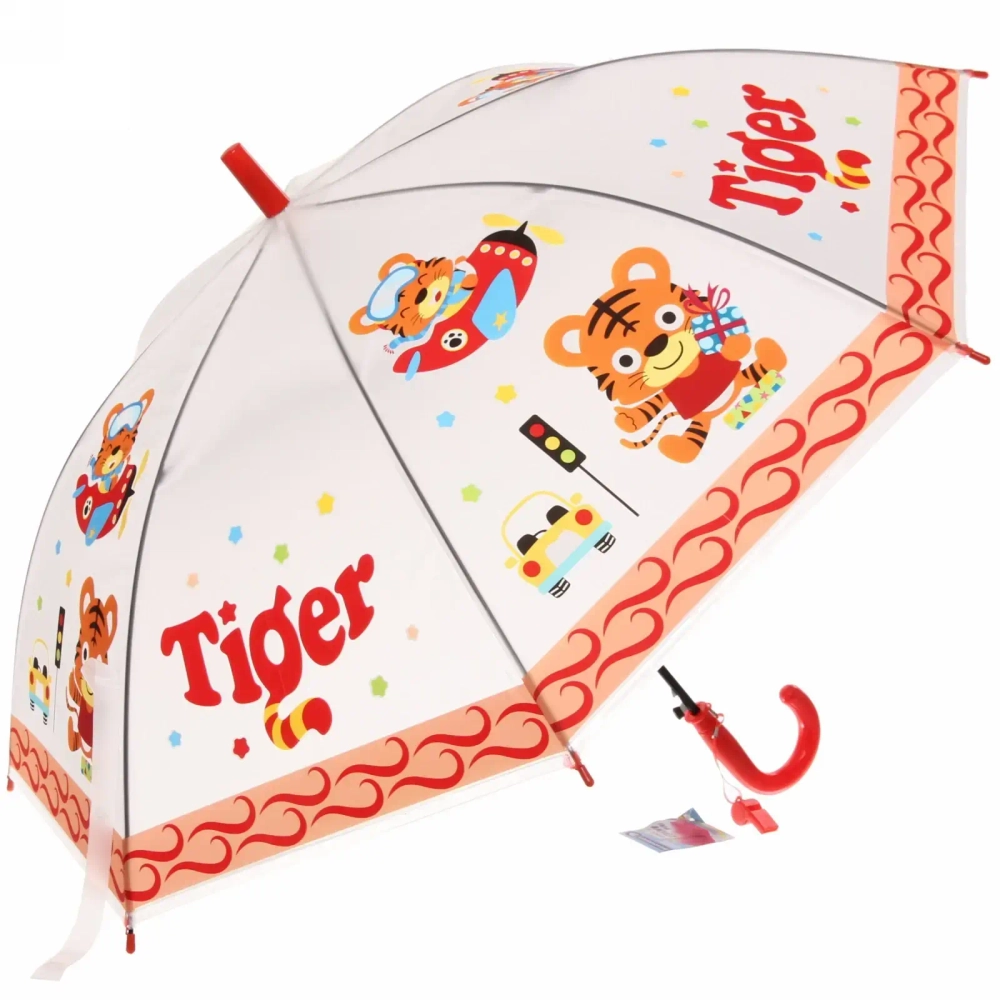 Зонт детский полуавтомат «Ultramarine - Весёлые зверята», микс 6 цветов, 8 спиц, d-98см, длина в слож. виде 65см