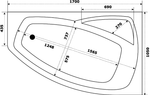 Акриловая ванна Bas Камея левая 170х105 с каркасом В 00121