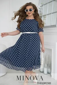 Платье 2503-синий горошек Minova