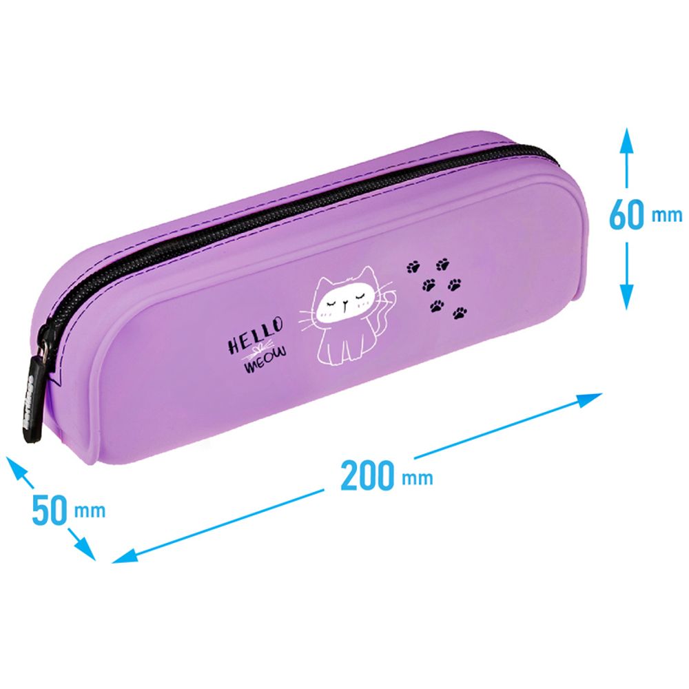 Пенал мягкий 200х60х50 Berlingo Hello meow, силиконовый