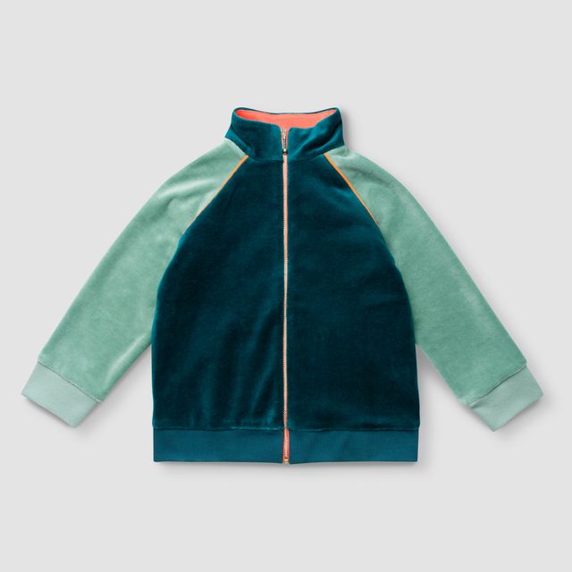 Олимпийка из велюра изумруд/полынь