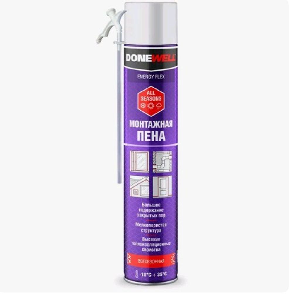 Пена монтажная DONEWELL Energy Flex  бытовая всесезон.  1000мл (450г) / DPН10UAS