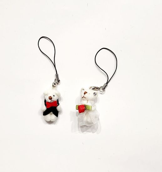 Свадебные игрушки-мишки "Пара жених и невеста", брелок-подвеска