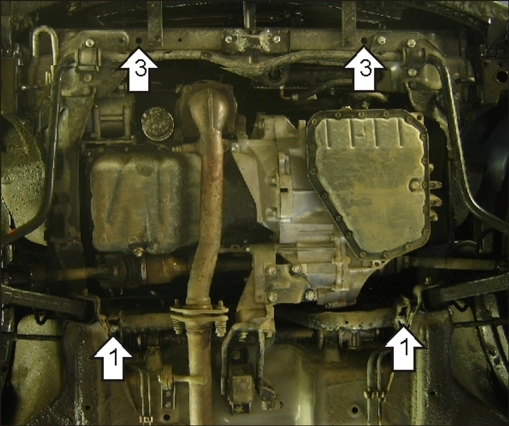 Защита картера Двигателя, КПП. 2 мм, Сталь. для Suzuki Ignis 2003-2008 MOTODOR.02408
