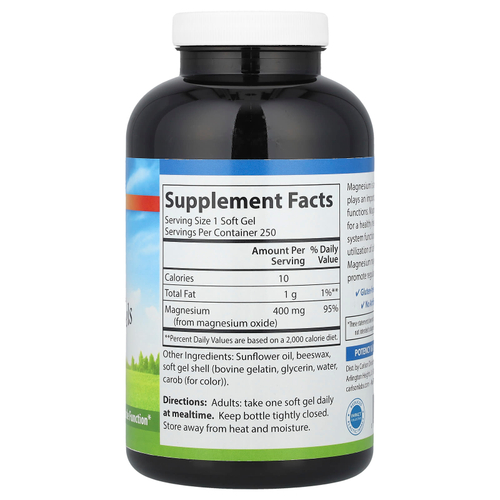 Carlson, жидкий магний, 400 мг, 250 капсул