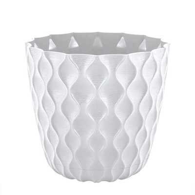 Горшок для цветов InGreen Wave с дренажной сеткой и поддоном 0,65л D115мм, белоснежный жасмин