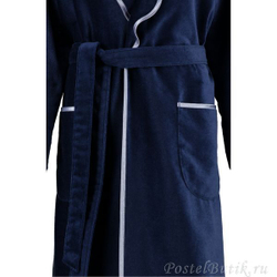 Велюровый халат с воротником 4318 синий от Cawö Германия