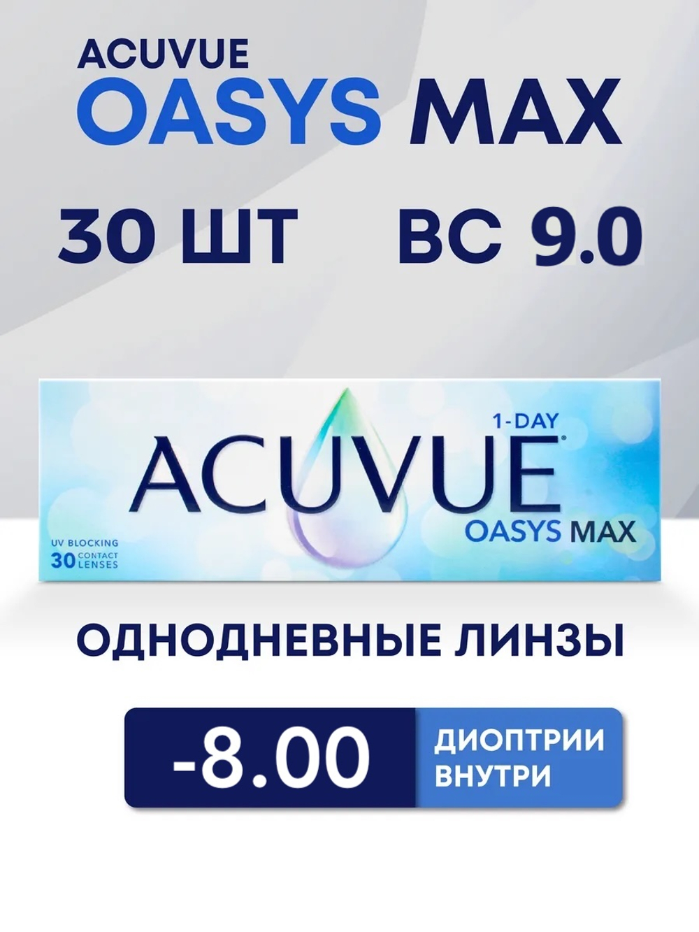Однодневные контактные линзы Acuvue Oasys MAX 1-Day (уп. 30 линз)