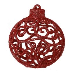 GAEM Набор из 6шт Украшение новогоднее Шар "Вензель красный", D6 см, L6 W6 H7 см