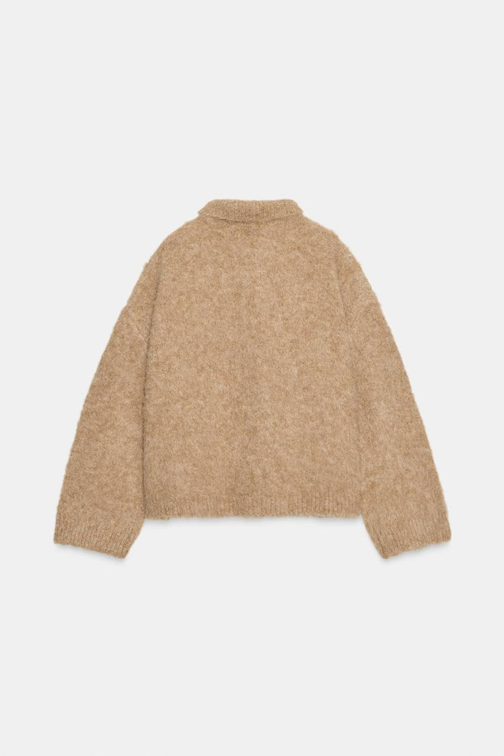 ZARA СВИТЕР ПОЛО ИЗ ВОРСИСТОГО ТРИКОТАЖА, РЫЖЕВАТО-КОРИЧНЕВЫЙ