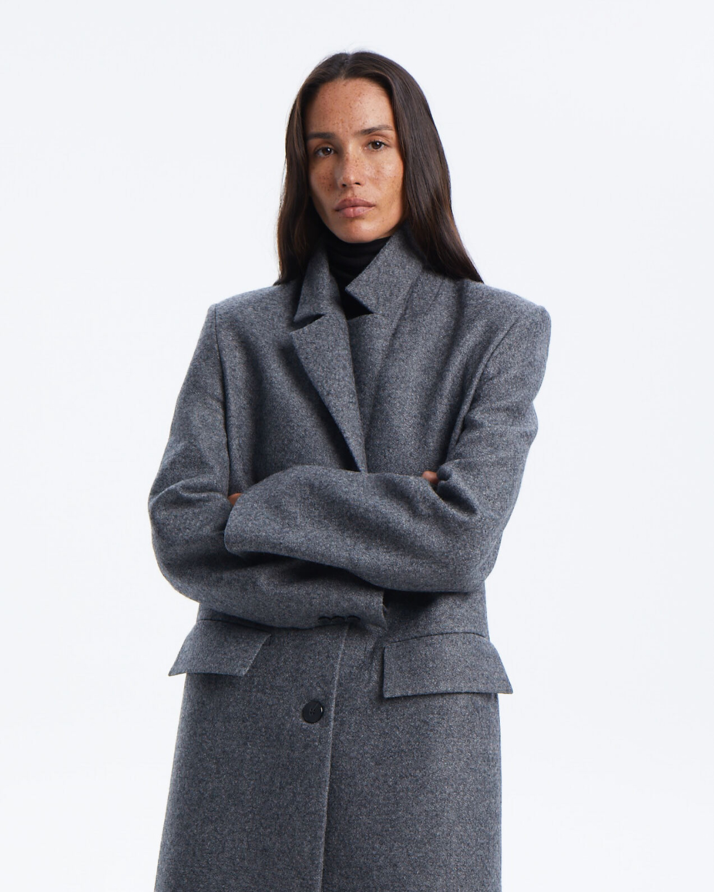 Пальто прямое, Серый