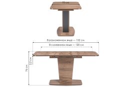 Стол на тумбе Токио-28 120(152)х75х75 дуб табачный / антрацит