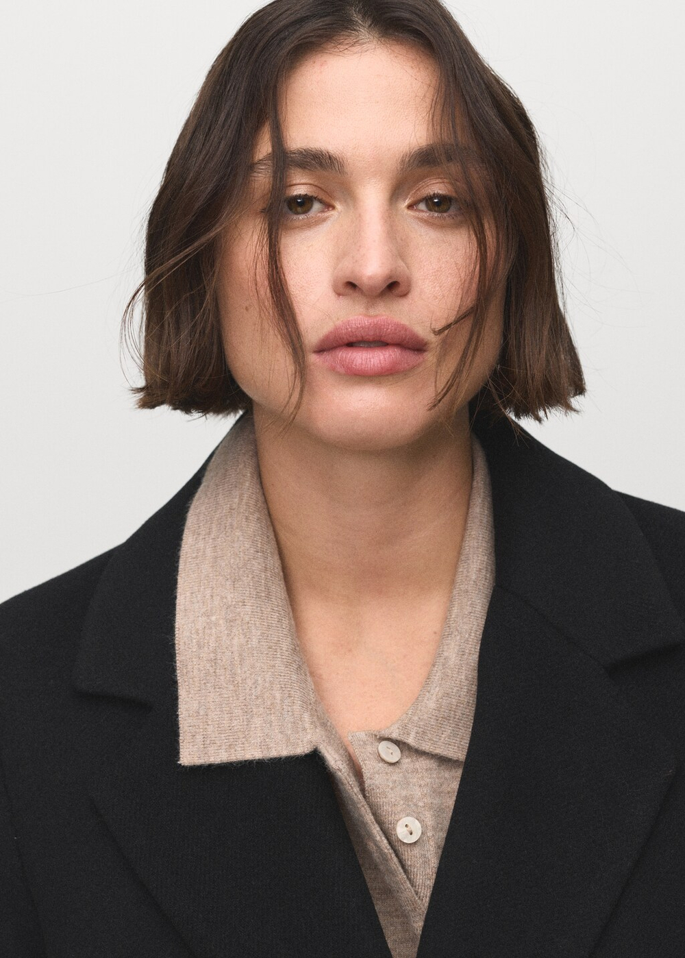 Двубортное пальто с шерстью