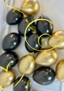 Воздушные шары черный+золото хром 20шт №1427