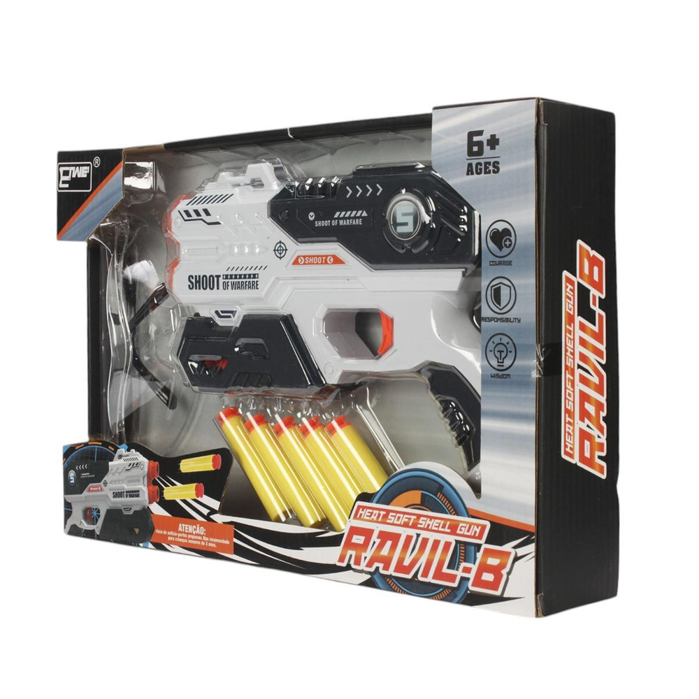 Пистолет с мягк.пулями, коробка 826-67A