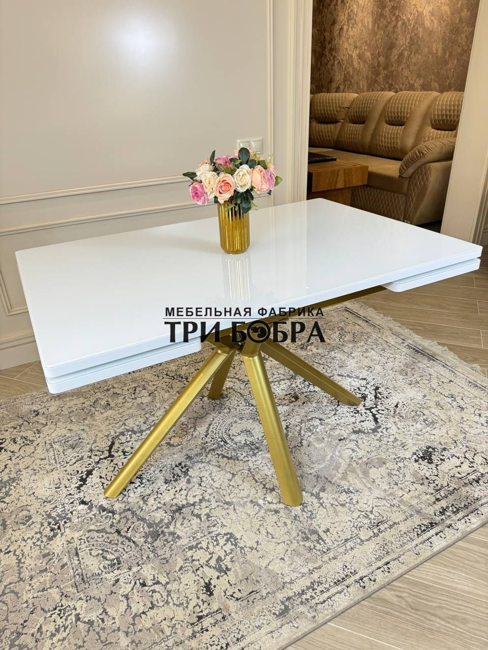 Кухонный раздвижной стол "Элит", белый