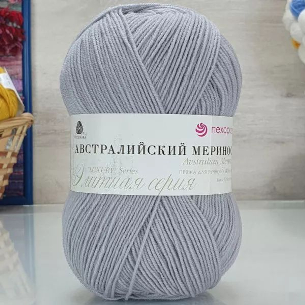 Австралийский меринос пряжа, Пехорка 95%меринос.шерсть 5%обьемный акрил 5х100г/400м 276 перламутр